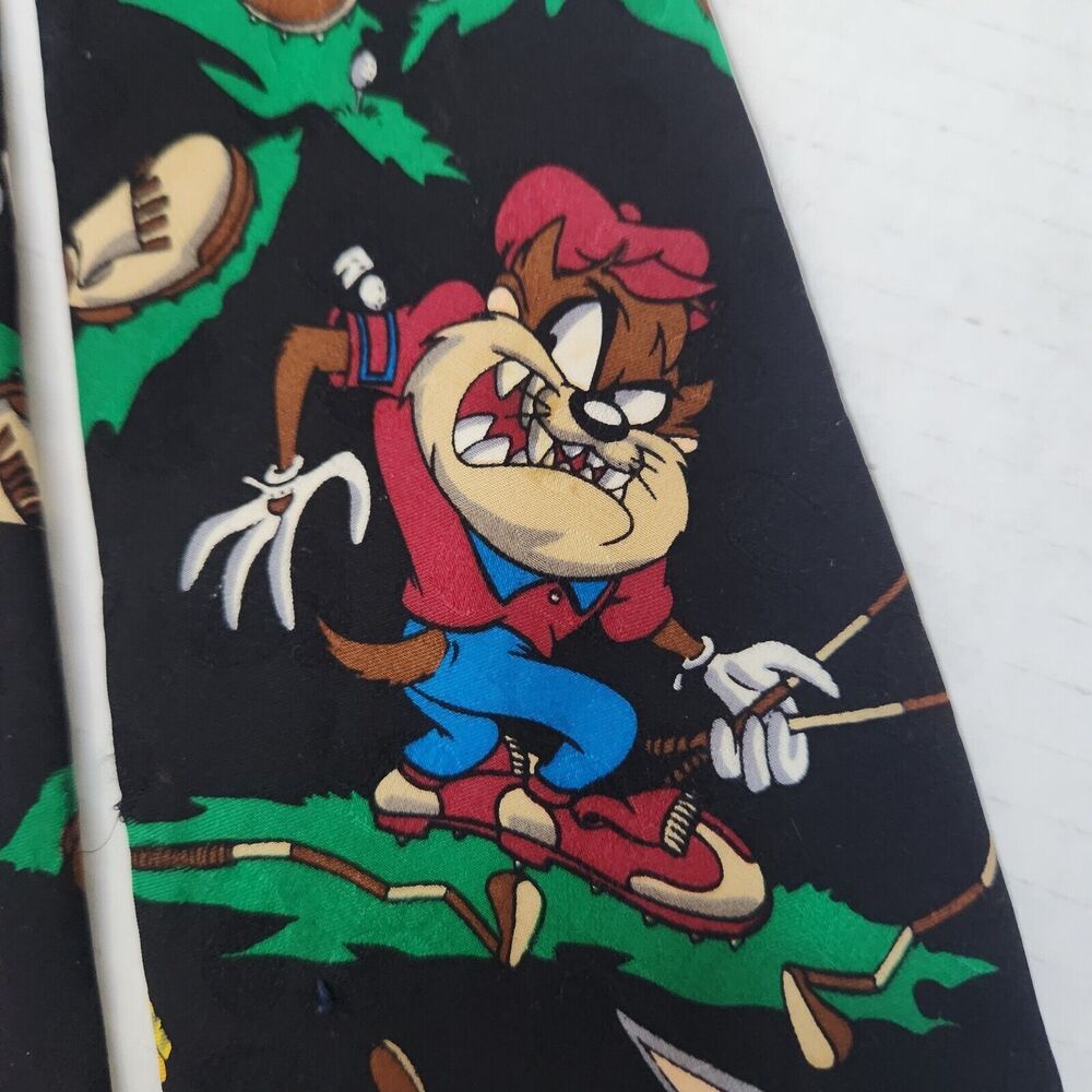 Vtg 1994 Looney Tunes Mania Golf Taz Marvin Bugs Daffy Men Necktie Tie D… - Picture 9 of 9